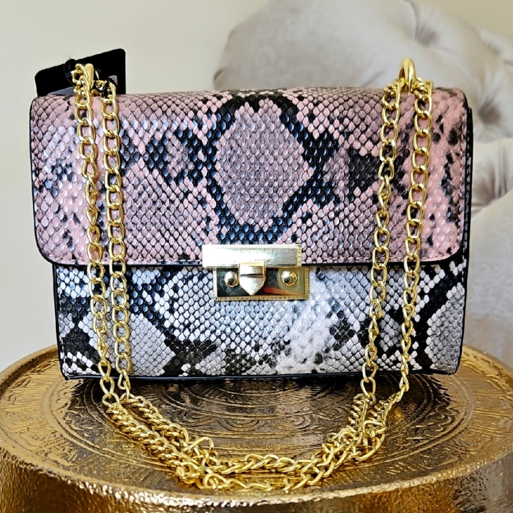 Snakeskin Chain Shoulder Bag